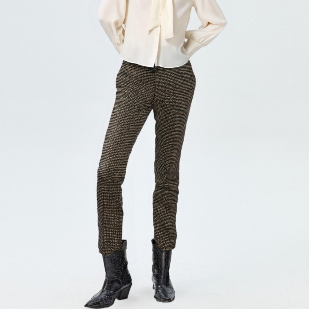 Sezane Black And White Animal Print Straight Leg Pants. Size M, US 6, FR 38